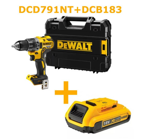 Дрель-шуруповерт аккумуляторный DeWALT DCD791NT+DCB183