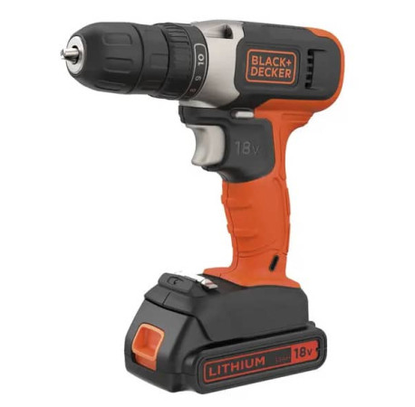 Дриль-шуруповерт акумуляторний Li-lon 18В 1.5Аг 37Нм Black+Decker BCD001C1