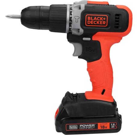 Дриль-шуруповерт ударний акумуляторний Li-lon 18В 1.5Аг 45Нм Black+Decker BCD003C1 купити