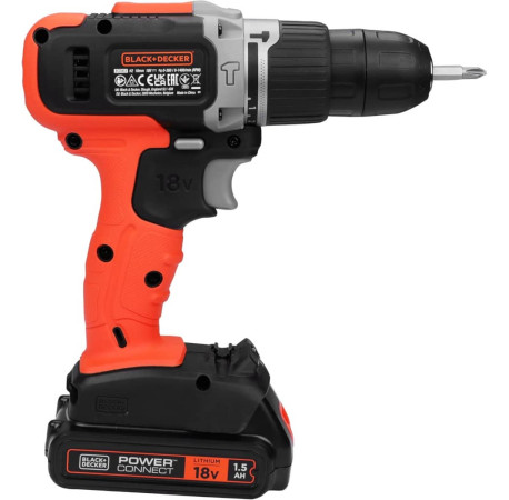Дриль-шуруповерт ударний акумуляторний Li-lon 18В 1.5Аг 45Нм Black+Decker BCD003C1 ціна