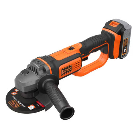 Кутова шліфмашина Болгарка акумуляторна Li-lon 18B 4Аг 125мм 8600об Black+Decker BCG720M1