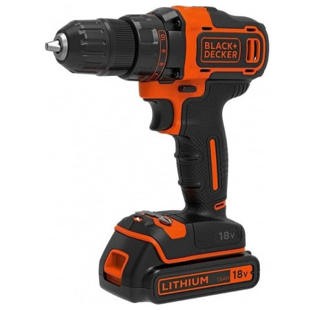 Дрель-шуруповерт аккумуляторный Li-lon 18В 1.5Ач 40Нм Black+Decker BDCDD186KB