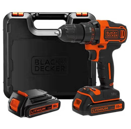 Дрель-шуруповерт аккумуляторный Li-lon 18В 1.5Ач 40Нм Black+Decker BDCDD186KB купить