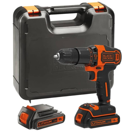 Дриль-шуруповерт акумуляторний ударний Li-lon 18В 1.5Аг 40Нм Black+Decker BDCHD18KB купити