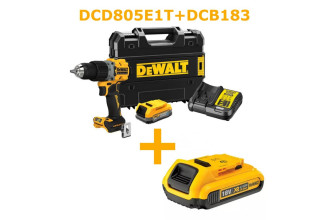 Дриль-шуруповерт акумуляторний ударний DeWALT DCD805E1T+DCB183