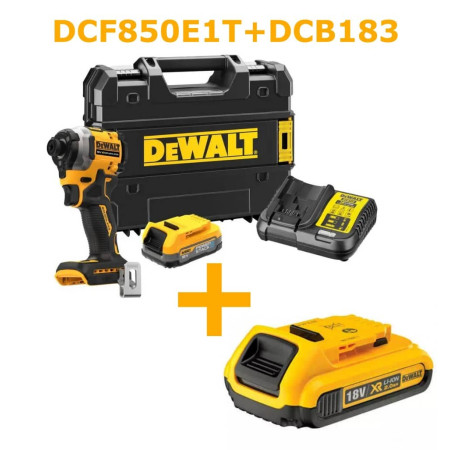 Шуруповерт акумуляторний ударний DeWALT DCF850E1T+DCB183