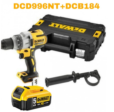Дрель-шуруповерт аккумуляторная бесщёточная ударная DeWALT DCD996NT+DCB184