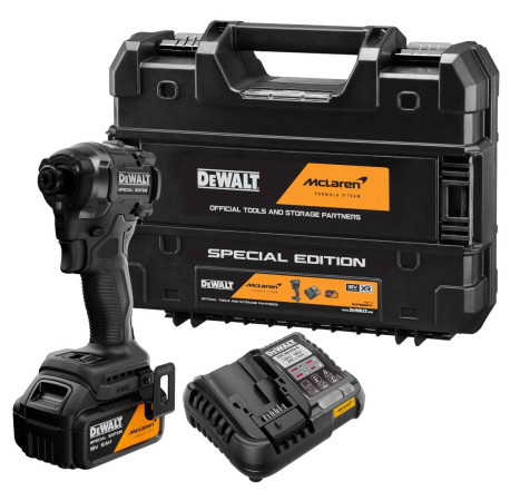 Шурупокрут акумуляторний ударний McLaren F1 Team Special Edition XR Li-lon 18В 5Аг 206Нм DeWALT DCF86MP1T каталог