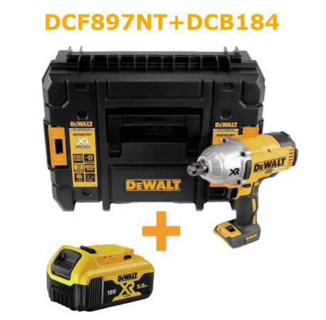 Гайковерт акумуляторний ударний DeWALT DCF897NT+DCB184