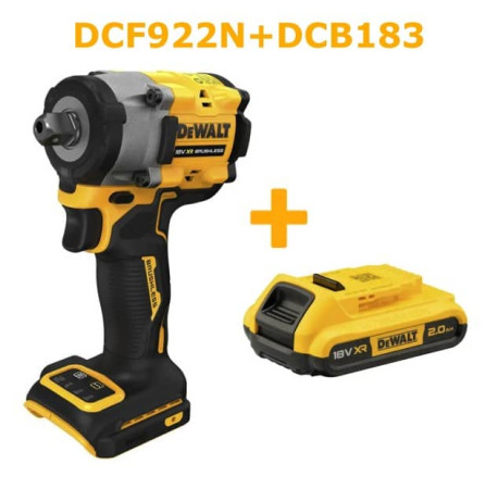 Гайковерт аккумуляторный ударный DeWALT DCF922N+DCB183