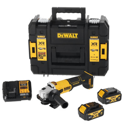 Кутова шліфмашина Болгарка акумуляторна Li-lon 18B 4Аг 125мм 9000об DeWALT DCG407M2T з доставкою