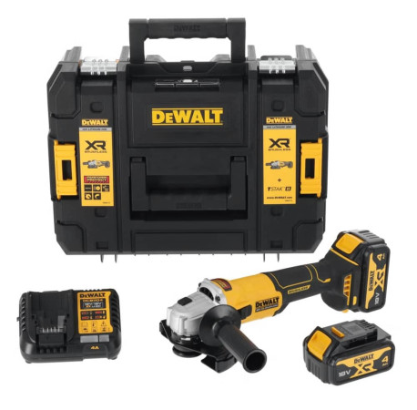 Кутова шліфмашина Болгарка акумуляторна Li-lon 18B 4Аг 125мм 9000об DeWALT DCG407M2T з іншого ракурсу