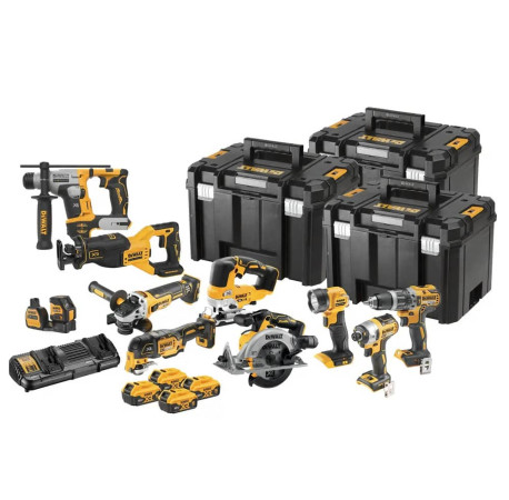 Набор из десяти инструментов аккумуляторных XR Li-lon 18В 5Аг DeWALT DCK1012P4T
