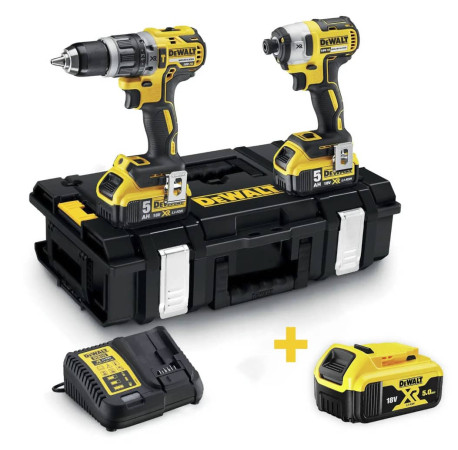 Набір з двох акумуляторних інструментів безщіткових XR Li-lon 18В 5Аг DeWALT DCK266P2+DCB184