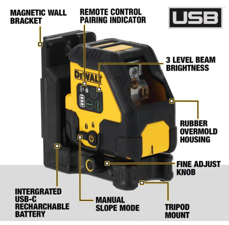 Лазерний рівень лінійний 2-х площинний DeWALT DCLE14201GB з доставкою