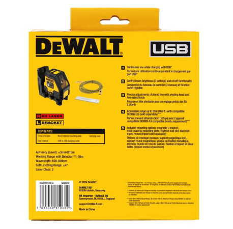 Лазерный уровень линейный 2-х плоскостной DeWALT DCLE14201RB каталог