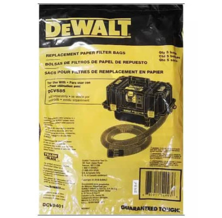 Мішки одноразові паперові для пилососа 5шт DeWALT DCV9401 купити