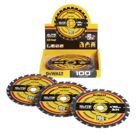 Диск пилковий Eite Extreme 165x20мм 24T 10шт DeWALT DT10400_10