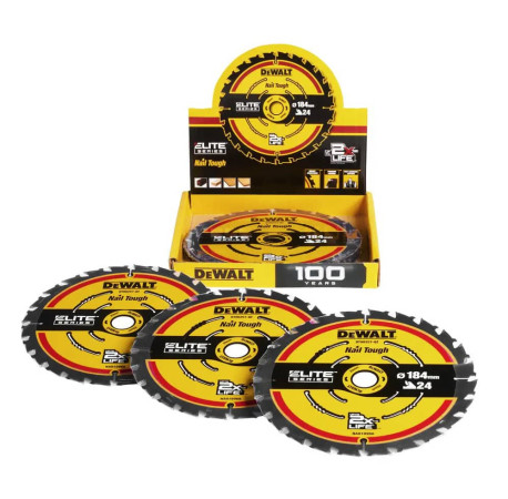 Диск пилковий Eite Extreme 184x16мм 24T 10шт DeWALT DT10401_10