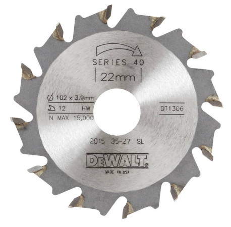 Фреза дискова для дерева Extreme Workshop 102x22мм 12T DeWALT DT1306