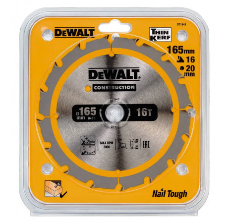 Диск пилковий Construction 165x20 мм DeWALT DT1948 купити