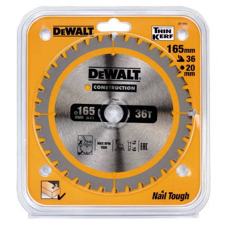 Диск пильный Construction 165x20 мм DeWALT DT1950 купить