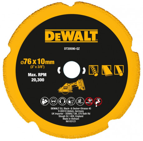 Диск алмазний універсальний 76x10мм DeWALT DT20590