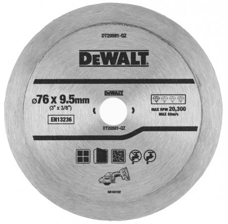 Диск алмазний по кераміці 76х9.5х1 мм DeWALT DT20591