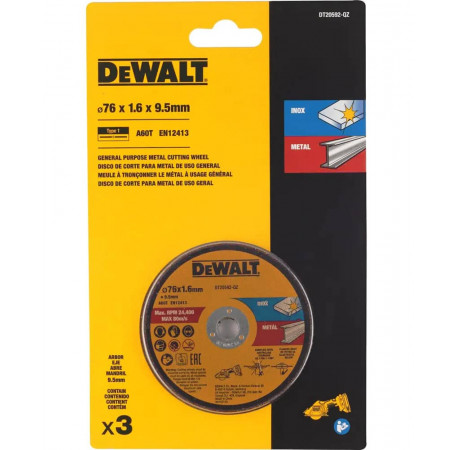 Круг відрізний Inox по металу 76х1.6х9.5 набір 3 шт DeWALT DT20592 в магазині Tools DeWalt