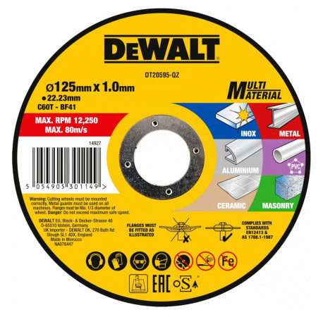 Круг отрезной Multi-Material универсальный 125х1х22.2 DeWALT DT20595