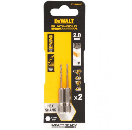 Сверло по металлу HSS-G Extreme Impact Black&Gold 2х55 мм 2 шт DeWALT DT20600 цена