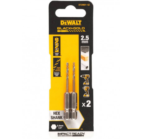 Свердло по металу HSS-G Extreme Impact Black&Gold 2х60 мм 2 шт DeWALT DT20601 ціна