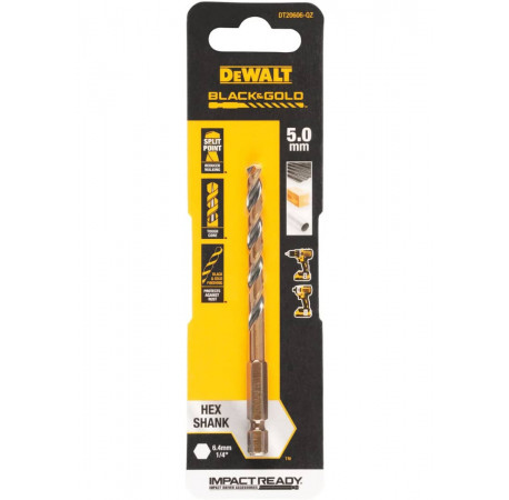 Сверло по металлу HSS-G Extreme Impact Black&Gold 5х94 мм DeWALT DT20606 цена