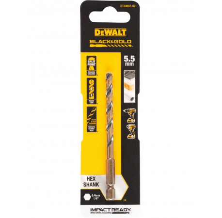 Свердло по металу HSS-G Extreme Impact Black&Gold 5х98 мм DeWALT DT20607 ціна