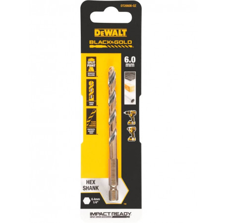 Свердло по металу HSS-G Extreme Impact Black&Gold 6х101 мм DeWALT DT20608 ціна