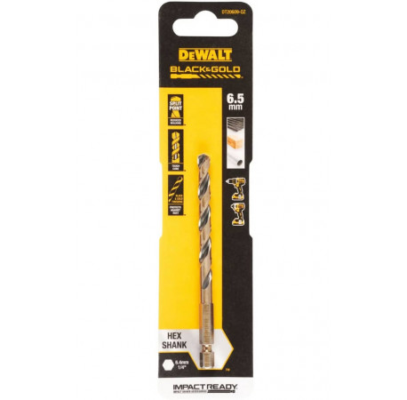Сверло по металлу HSS-G Extreme Impact Black&Gold 6х105 мм DeWALT DT20609 цена