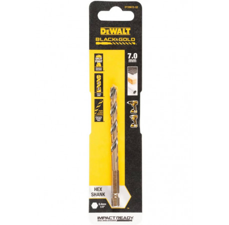 Свердло по металу HSS-G Extreme Impact Black&Gold 7х111 мм DeWALT DT20610 ціна
