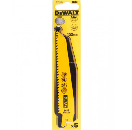 Пильне полотно по дереву біметалічне для шабельної пили 5 шт DeWALT DT2359 ціна