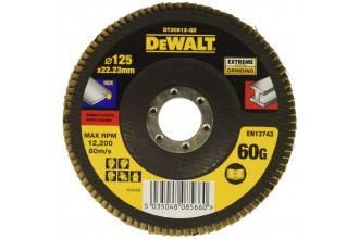 Круг шлифовальный лепестковый Extreme 125х22.2 мм G60 мкм DeWALT DT30612