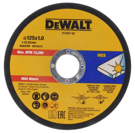 Круг отрезной FASTcut по металлу 125х1х22.2 набір 10 шт DeWALT DT3507 цена