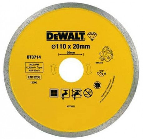 Диск алмазний по кераміці 110х20 мм для плиткоріза DeWALT DT3714