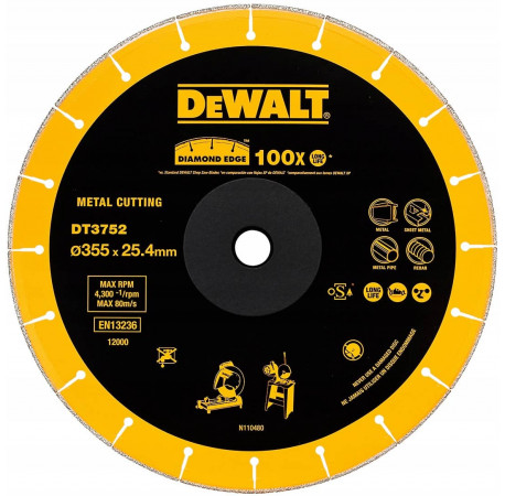 Диск алмазний по металу 355x1.6x25.4 мм DeWALT DT3752