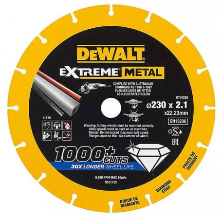 Диск алмазний по металу Extreme Metal 230x1.5x22.23 мм DeWALT DT40255