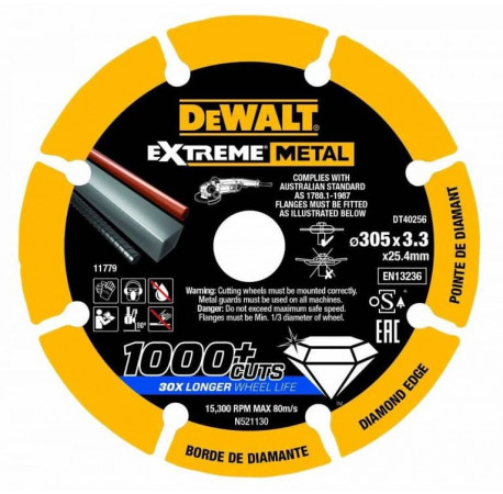 Диск алмазний по металу Extreme Metal 305x3.3x25.4 мм DeWALT DT40256