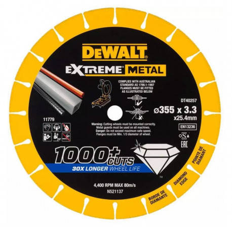 Диск алмазний по металу Extreme Metal 355x3.3x25.4 мм DeWALT DT40257