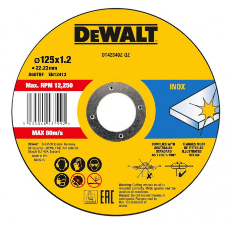 Круг отрезной Inox по металлу 125х1.2х22.2 DeWALT DT42340Z