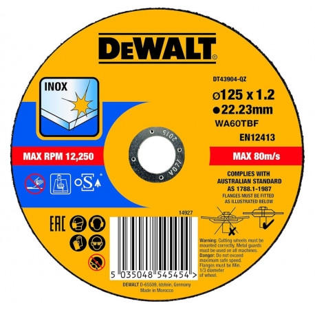Круг відрізний Inox по металу 125х1.2х22.2 DeWALT DT43904