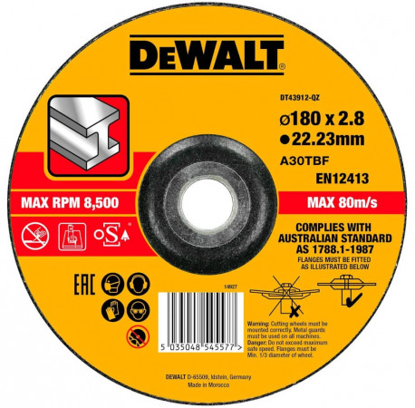 Круг відрізний по металу 180х2.8х22.2 DeWALT DT43912