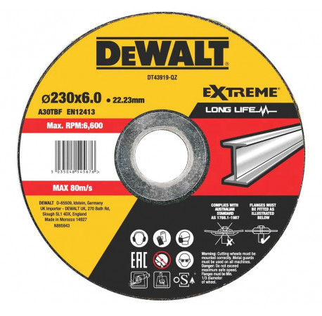 Круг шлифовальный Extreme 230х6х22.2 DeWALT DT43919