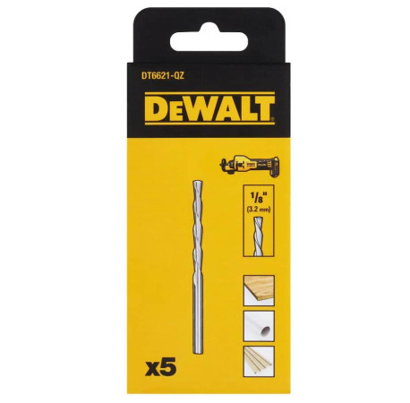 Фреза кінцева для мультиматеріалу 5шт 1 ⁄ 8 DeWALT DT6621 В Тулс ДеВолт